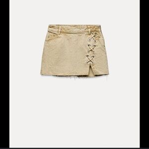 Zara Tan Tie Front Pencil Skirt